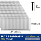 WORKPRO 2-Inch 18 Gauge Brad Nails, 6000 Count Universal Brad Nails for Pneumatic, Electric Brad Nailer