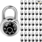 Combination Padlock 48 Pack, Fixed Dial Combination Padlock with Different Combinations, 2 in. Wide. Black Turntable, Lock for Gym & Locker, School, Toolbox, and More