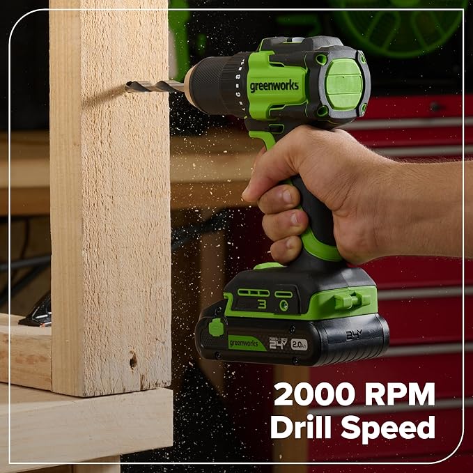 Greenworks 24V Brushless 10PC Power Tool Combo, Drill+Impact Driver+Circular Saw+Recip Saw+Jig Saw+Sander+Light+Multi-Tool+Nailer+Grinder (2) 4.0Ah+2.0Ah Batteries (24,000mAh Power Bank) USB-C Charger