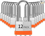 Padlocks Keyed Alike, Pack of 12, Laminated Steel Keyed Lock (1-9/16", 40mm), Padlocks with Same Key, Long Shackle, for Toolbox, Locker & StorageUnit or More
