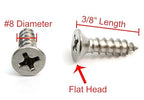 Bolt Dropper No. 8 x 3/8" Stainless Steel Flat Head Phillips Wood Screw, (100 pc), 18-8 (304) Stainless Steel Sheet Metal Screws- Type A Point, Plain Finish