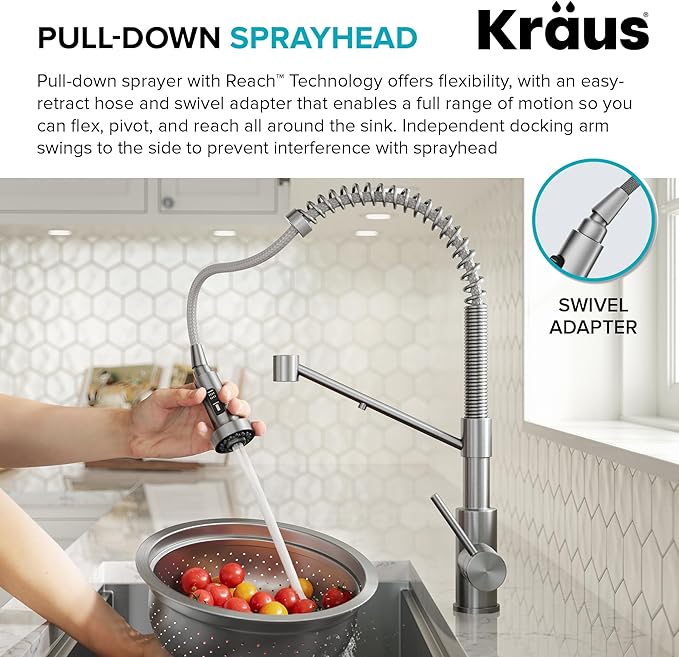 KRAUS Bolden 2-in-1 Commercial Style Pull Down Single Handle Water Filter Kitchen Faucet for Reverse Osmosis or Water Filtration System in Brushed Brass/Matte Black, KFF-1610BBMB