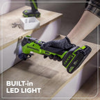 Greenworks 24V Cordless Brushless 8PCs Combo, Drill+Impact Driver+Circular Saw+Recip Saw+Jig Saw+Sander+Flashlight+Oscillating Tool (2) 2.0Ah+4.0Ah Batteries (24,000mAh Power Bank) 65W USB-C Charger