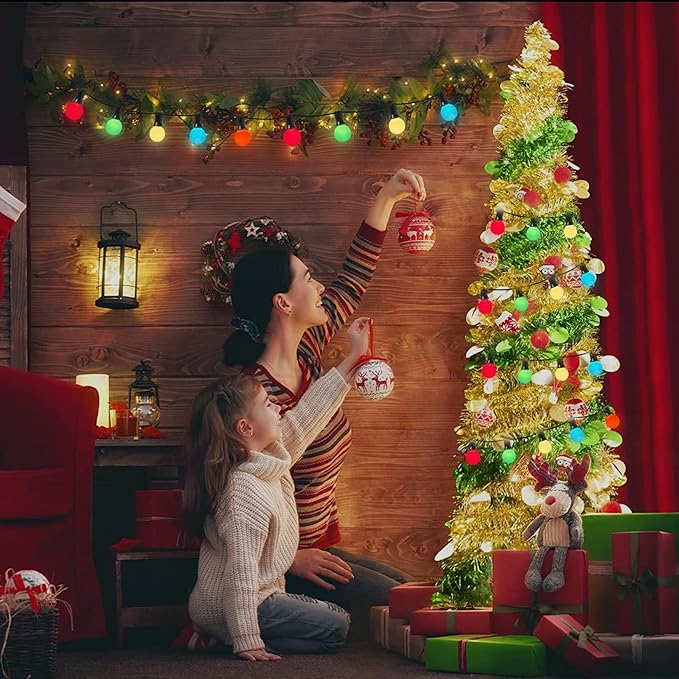 GOOTHY 25 Pack G40 Multicolor Ceramic Replacement Lights Bulbs, Christmas Globe Replacement Bulbs for Outdoor String Lights, C7/E12 Candelabra Base, 5W Incandescent Night Light Bulbs- Multicolor