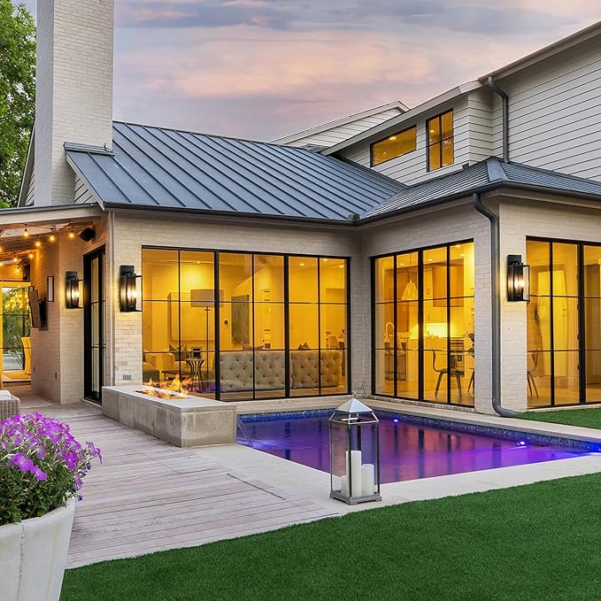 18in Large Outdoor Wall Light Fixtures, Exterior Lighting Fixtures Porch Sconces Wall Mounted, Waterproof Black Outdoor Wall Lanterns Lamps, Outside Lights for House Patio Front Door Entryway, 2-Pack