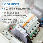 Shelly Pro 3EM (400A) | Wi-Fi & LAN, 3-Phase Smart Energy Meter | 2-Way Consumption | Home Automation | Bluetooth Gateway | Compatible with Alexa & Google Home | No Hub Required | Solar Panels