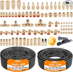 CheeMuii 86 PCS Brass DOT Air Line Fittings with 100FT 1/4" and 50FT 3/8" DOT Air Line Kit Push Lock Air Fitting Quick Connect & NPT Thread Fittings with Pneumatic Tubing