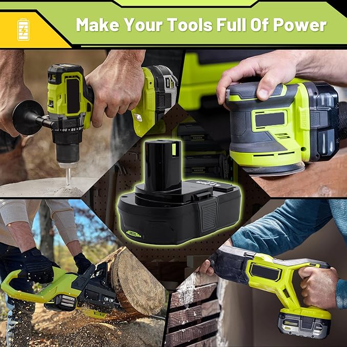 Upgrade 2-Pack 3800mAh Replacement for Ryobi 18V Battery Compatible with Ryobi 18V Lithium Battery P102 P103 P104 P105 P107 P108 P109 P190 P122 for ryobi 18 Volt Cordless Power Tools