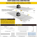 2-Pack 1.64x4ft Adjustable Garage Wall Shelving 560lbs Load Capacity Heavy Duty Wall Mounted Storage Shelf Metal Floating Shelves for Garage(White)