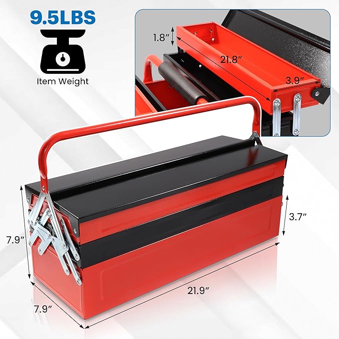 Mini Toolbox, Tool Box Organizer with Steel, Cantilever for Workshop, Garage, Warehouse