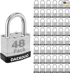 48 Pack 40 mm (1-9/16") Keyed Alike Laminated Padlocks with 96 Keys, Hardened Steel Short Shackle, Heavy-Duty Locks for Gym Lockers, Toolboxes, School Lockers, and Hasp Latches