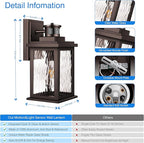 VIANIS Exterior Light Fixture with Motion Sensor, 2 Packs Oil Rubbed Bronze Dusk to Dawn Outdoor Porch Lights Wall Mount, Anti-Rust Aluminum Wall Lanterns with Tempered Glass for Garage Entrance