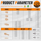 146Pcs Hose Pipe Fitting & Barb Fitting Kit, 56Pcs Hose Pipe Fitting & 50Pcs Barb Fitting & 40Pcs Hose Clamp, Hex Nipple, Reducing Bushing, Reducing Coupling, NPT Coupling, Adapter, Union