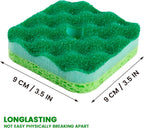 6-Pack Magic Cleaning Sponges with Suction Cups - Heavy Duty 3-Layer Dual-Sided Scrub Pads for Dishes, Stains & Kitchen Surfaces - Durable Non-Scratch Scouring Pads
