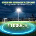 STASUN 900W LED Flood Light, Mini Series Stadium Lighting, 90000LM 6000K Daylight White, IP66 Waterproof, 3 Adjustable Panels, Outdoor Floodlight for Football, Basketball Court, Tennis, Soccer Field