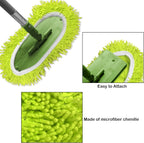 Reusable Microfiber Chenille Mop Pads Compatible with Swiffer Sweeper, Dry Sweeping Cloths & Wet Mopping Cloths, Refills for Hardwood Surface Floor Cleaning, 4 Pack (Green)