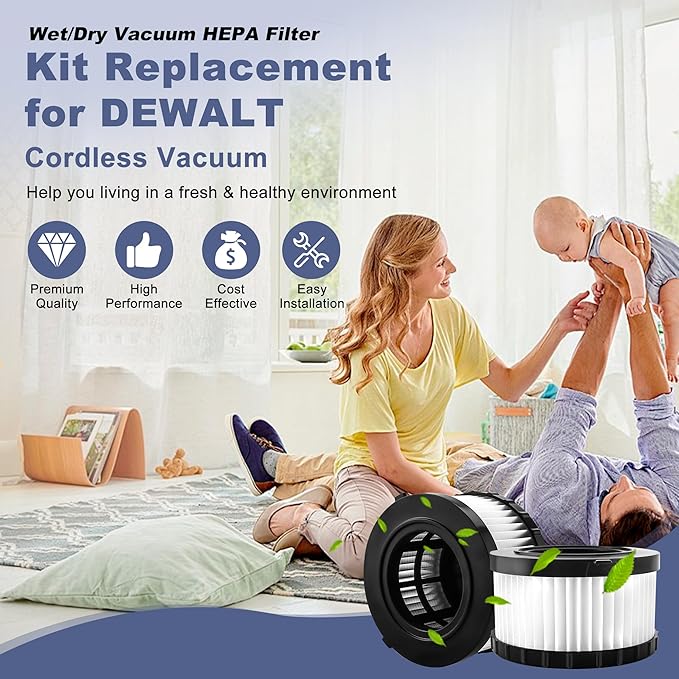 Vac Filter fit for DEWALT DC5151H DCV517B DC515 DCV517 DCV517M1 DC515B 18V 20V Wet Dry Portable Vacuum 2 Pack LUXRILIX