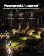 SUNVIE 12-Pack Low Voltage Landscape Lighting Kit LED Bollard Pathway Lights Wired with Spotlights for Garden, Path, Yard, Patio, Cast-Aluminum, IP65 Waterproof, 12-24V AC/DC, 3000K Warm White, Black