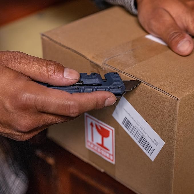 Gerber Gear Prybrid, Box Cutter Retractable Blade, Heavy Duty Utility Knife with Pry Bar, Bottle Opener, and Wire Stripper - Multi tool Pocket Knife - EDC Gear - Blue