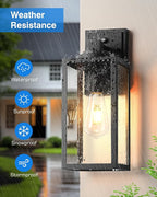 VIANIS 14.5" Large Outdoor Sconce Lights, Black Dusk to Dawn Outdoor Lighting with Tempered Bubble Glass, Anti-Rust Outside Light Fixtures Wall Mount, Waterproof Front Porch Light for Porch, Garage