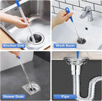 Flexible Extra Long Drain Brush, Drain Unblocker Tools,61 inch Pipe Cleaner Brush and 17.7 inch Sink Unblocker Tool, Double Ended Nylon for Curved Pipes and Slim Holes