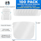 TCP Global Salon World Safety Replacement Face Shields Only (10 Packs of 10), Glasses Frames Not Included – Fits Most Brands, Ultra Clear, Full Face, Protect Eyes Nose Mouth, Anti-Fog PET Plastic