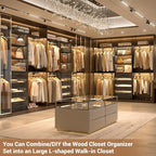 Aheaplus Closet System with 4 Drawers, 8FT Wood Closet Organizer System, 96’’ Closet Built In System Tower with Shelves, Walk-in Closet Wardrobe Clothes Garment Rack, Fits Spaces 4-9 ft, Black Oak