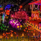 Orange and Purple Halloween Lights - Flickering Flame String Lights, 12.8Ft Indoor Outdoor Halloween Lights C7 Retro Flame String Lights, Ideal for Fall Halloweens Decorations for Home Party