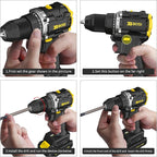 BOSI 20V Cordless Drill Driver Kit with Brushless Motor, 90Nm Max Torque, 2.0Ah Battery & Fast Charger, 20+1 Speed Control for Concrete/Metal/Wood, Electric Drill for Construction & DIY