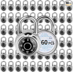Combination Lock, LQYN Standard Dial Combination Lock, Pack of 60; Black Turnplate, 2 in. Wide, Fixed Three Digital Combination, for School, Gym & Locker, Toolbox, Gate