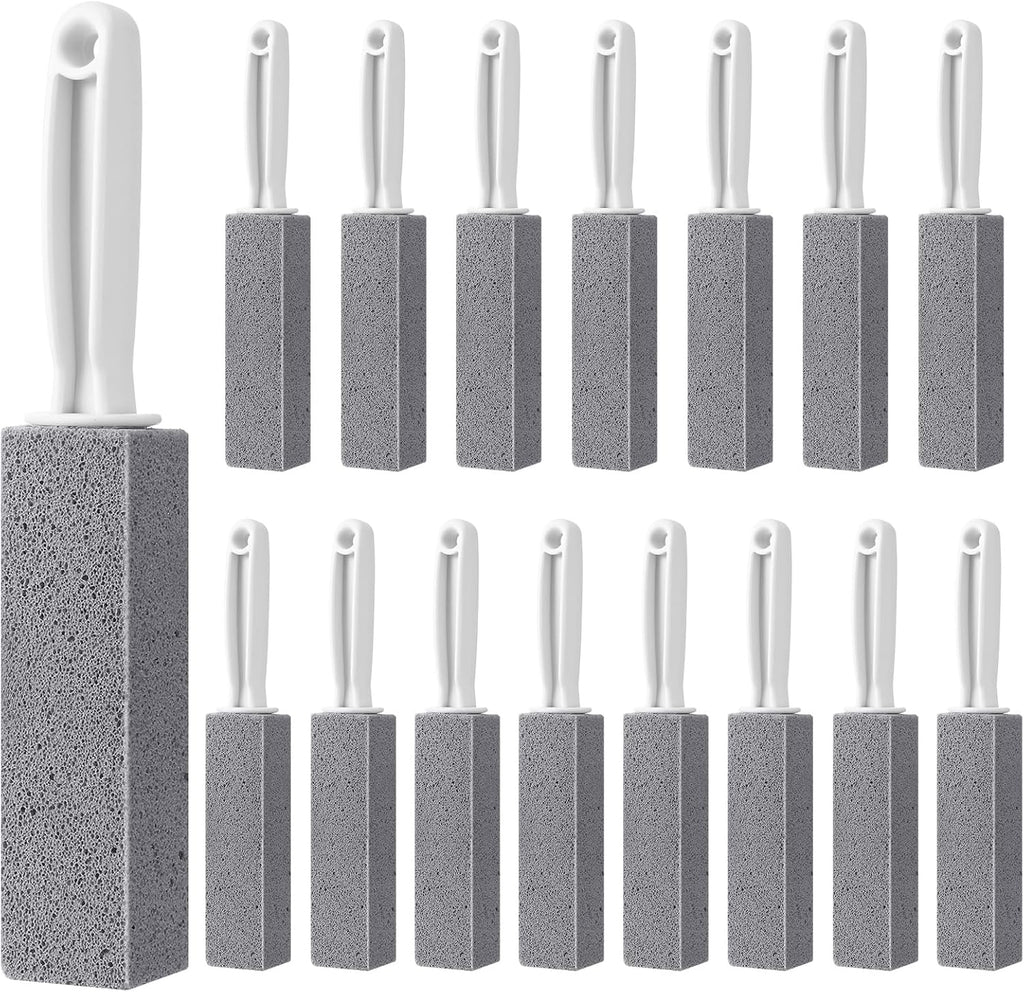 16 Pack Pumice Stone for Toilet Cleaner, Pumice Stone Bathroom Cleaning Supplies with Handle for Toilet, Bathroom, Cooktop, Grill, Kitchen Sink