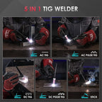 bestarc AC/DC TIG Welder, 215Amp Aluminum TIG Welder with Pulse TIG, 110V/220V Dual Voltage TIG Welding Machine with DC TIG/AC TIG/Pulse TIG/Stick Welding