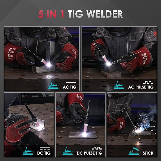 bestarc AC/DC TIG Welder, 215Amp Aluminum TIG Welder with Pulse TIG, 110V/220V Dual Voltage TIG Welding Machine with DC TIG/AC TIG/Pulse TIG/Stick Welding