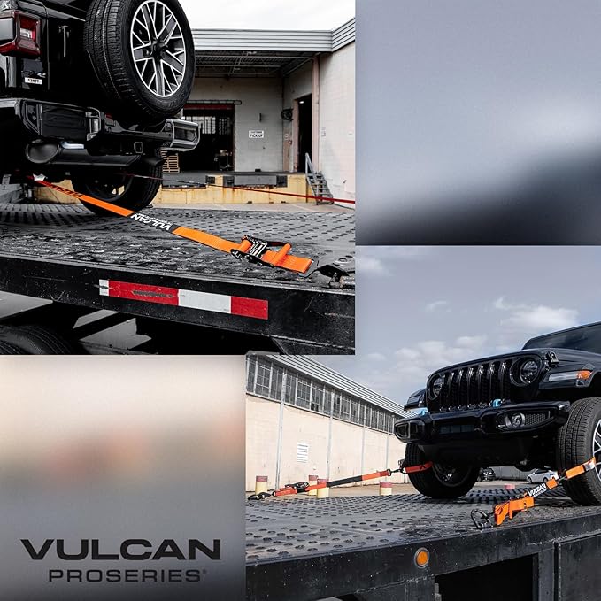 VULCAN Ultimate Axle Tie Down Kit - Heavy Duty ProSeries Webbing - Includes (2) 22 Inch and (2) 36 Inch Axle Straps, (2) 96 Inch Snap Hook Ratchet Strap, and (2) 112 Inch Loop Tie Down Combinations
