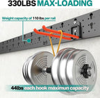 EVERHANGER Garage Tool Storage Organizer Wall Mount, Versatile Garden Tool Rack Organization, Folding Chair Hangers with 8 Multifunctional Hooks, Max Load 330lb, 48inch