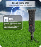 CCCEI Outdoor Power Strip Weatherproof with Stake, Waterproof Extension Cord with Multiple Outlets, Christmas Exterior Garden Decor, Yard, Camping, 4 Plugs, Surge Protector 15FT, Black.