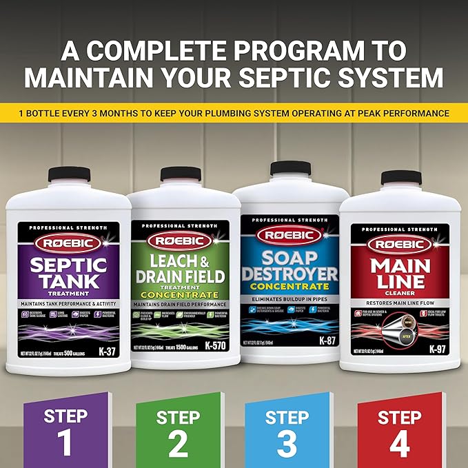 Roebic K-87 Liquid SGP Soap, Grease and Paper Digester with Bacteria, Eliminates Buildup in Pipes and Protects from Clogs, Treats 1500 Gallons, 32 fl oz Concentrate