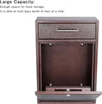 KYODOLED Steel Key Lock Mail Boxes Outdoor,Locking Wall Mount Mailbox, Security Key Drop Box, Collection Boxes,16.2Hx 11.22Lx 4.72W Inches, Bronze X Large