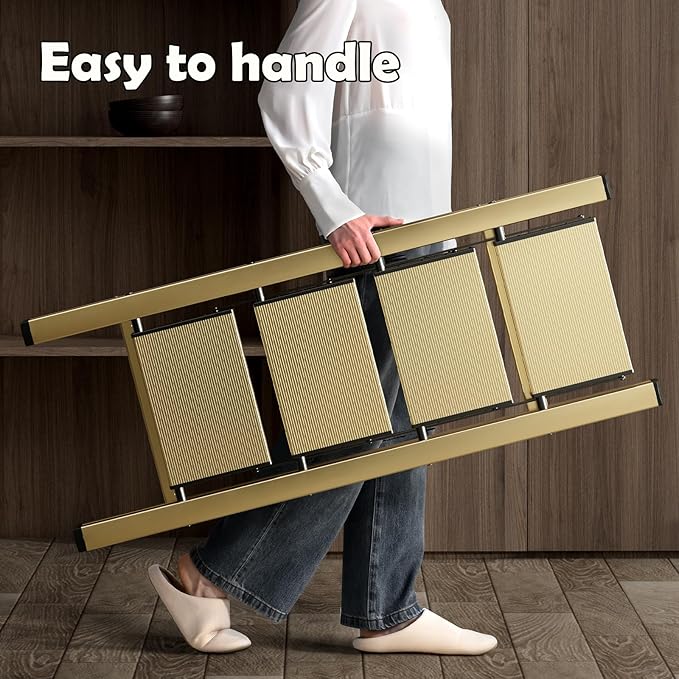 HillhutApex 4 Step Stool, Aluminum Foldable Step Ladder, Lightweight Stable Stool with Wide Non-Slip Pedals, 330lbs Bearing Capacity Ladder for Office,Home,Kitchen - Gold