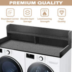 Royxen Laundry Countertop with 2-Tier Shelf Universal Fit, Washer and Dryer Countertop with Storage Space, Shelf Height 11.5 Inches, Solid Wood, Black