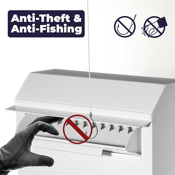 Volcora Key Drop Box with Lock, Drop Slot Depository Safe Box Digital Keypad, Outdoor Waterproof Money Drop Safe for Business, Cash Drop Box, Wall Mount Mailbox, Electronic Programmable Lock, White