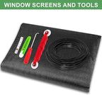 48"X236" Window Screen Replacement Kit, 6 in 1 Window Screen Door Repair Kit, Replacement Window Screens, Fiberglass Patio Screen Mesh for Porch Sliding Door, Rolling Tool Hook Spline Cutter Ruler