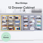 Blue Ginkgo Large 12-Drawer Cabinet – Stackable Clear Organizer for Hardware, Beads, Plastic Bricks, Office, and Craft Storage (Made in Korea, Gray)