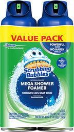 Scrubbing Bubbles Mega Bathroom and Shower Foamer Aerosol, Rainshower Scent, 20oz (Pack of 2)