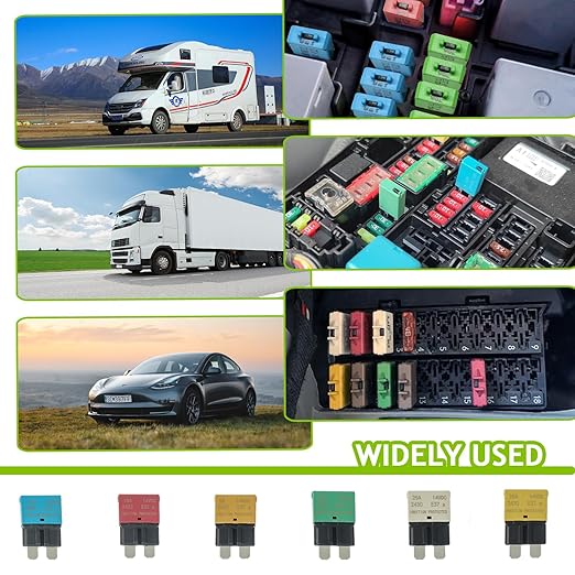 5A 10A 15A 20A 25A 30A DC 12V-14V Auto Reset Circuit Breaker ATC/ATO Low Profile T1 Mini Blade Fuses Breakers for Car Trucks Marine Boat RV Solar and More,2 Pack