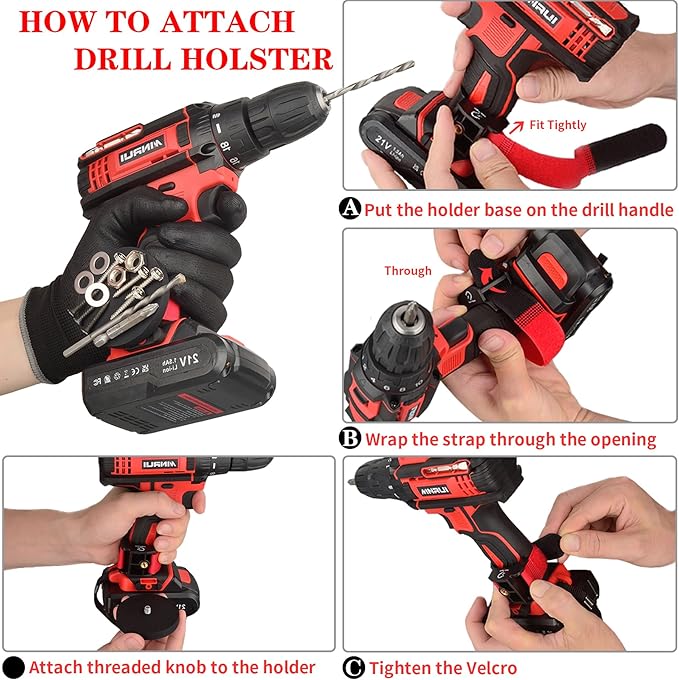 MUTUACTOR Tool Holster Drill Holder,Anti-Slip Magnetic Holders for Power Drills,2Pack Strong Handy Magnet Drill Bit Holder for Cordless Driller Impact Wrench Screws Bits Nails and Magnetic Hardware