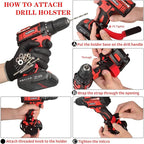 MUTUACTOR Tool Holster Drill Holder,Anti-Slip Magnetic Holders for Power Drills,2Pack Strong Handy Magnet Drill Bit Holder for Cordless Driller Impact Wrench Screws Bits Nails and Magnetic Hardware