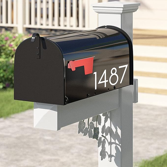 4 inch Reflective Mailbox Numbers Sticker (0-9, 5 Sets) Modern Number Vinyl Waterproof Number Self Adhesive Sticker for Signs, Door, Cars, Trucks, Home, Business, Address Number (4 inch)