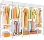 Ulif H50 Extra Large Clothes Rack, Heavy Duty Garment Rack, Freestanding Portable Closet, Clothing Racks for Hanging Clothes, Wardrobe Closet 89.8'' W x 15.8" D x 76.4" H, Max Load 1400 Lbs, White