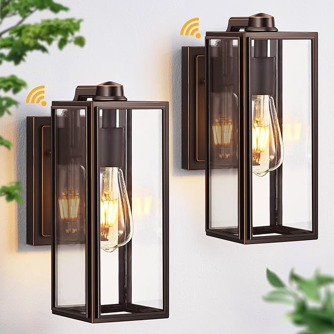 VIANIS Dusk to Dawn Outdoor Lighting, Modern Oil Rubbed Bronze Wall Light Fixtures, 100% Aluminum Porch Lights Outdoor, Anti-Rust Waterproof Outside Sconce Lights for Patio Front Door Entryway, 2-Pack